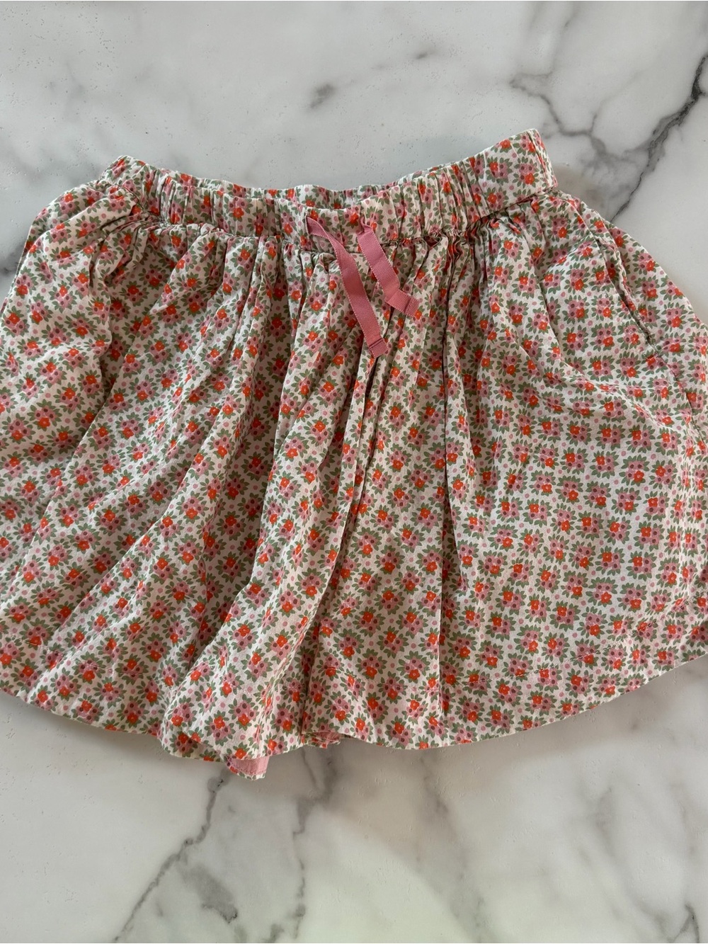 Mini Boden Floral Pink and Green Cotton Skirt
